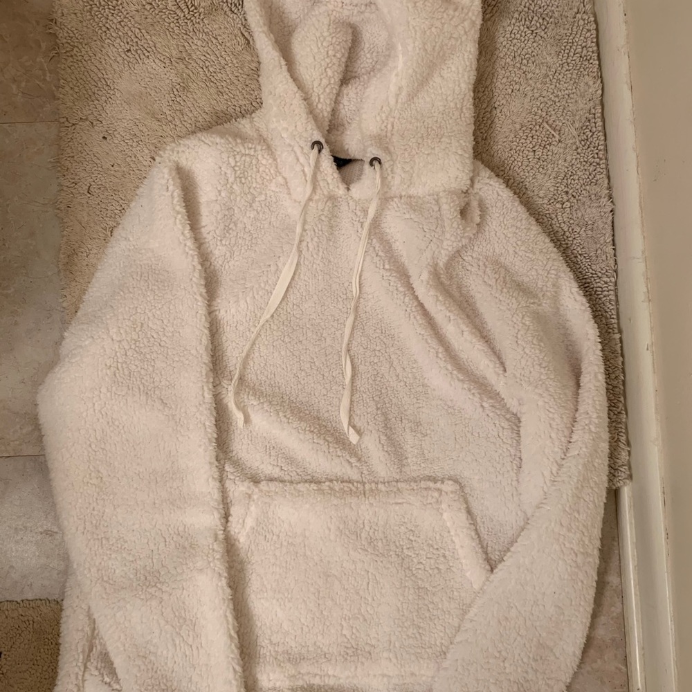 White sherpa hoodie